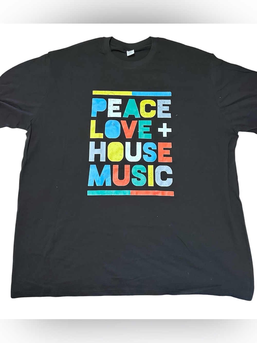 Peace Love House Music Black Graphic Tee